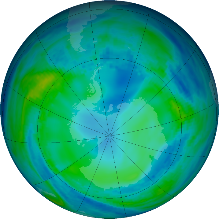 Antarctic ozone map for 16 May 1993